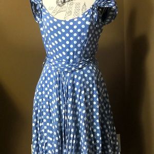 Polka dot midi dress💙 Retro '50s full-circle polka-dot rayon dress